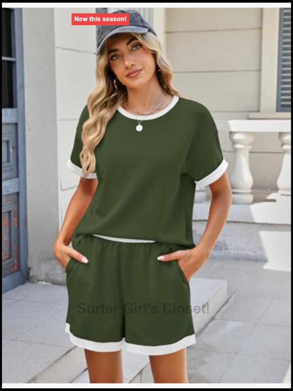 2 Piece Lounge Set Short Sleeve Summer Vacation Matching Outfits Shorts with - Picture 2 of 7